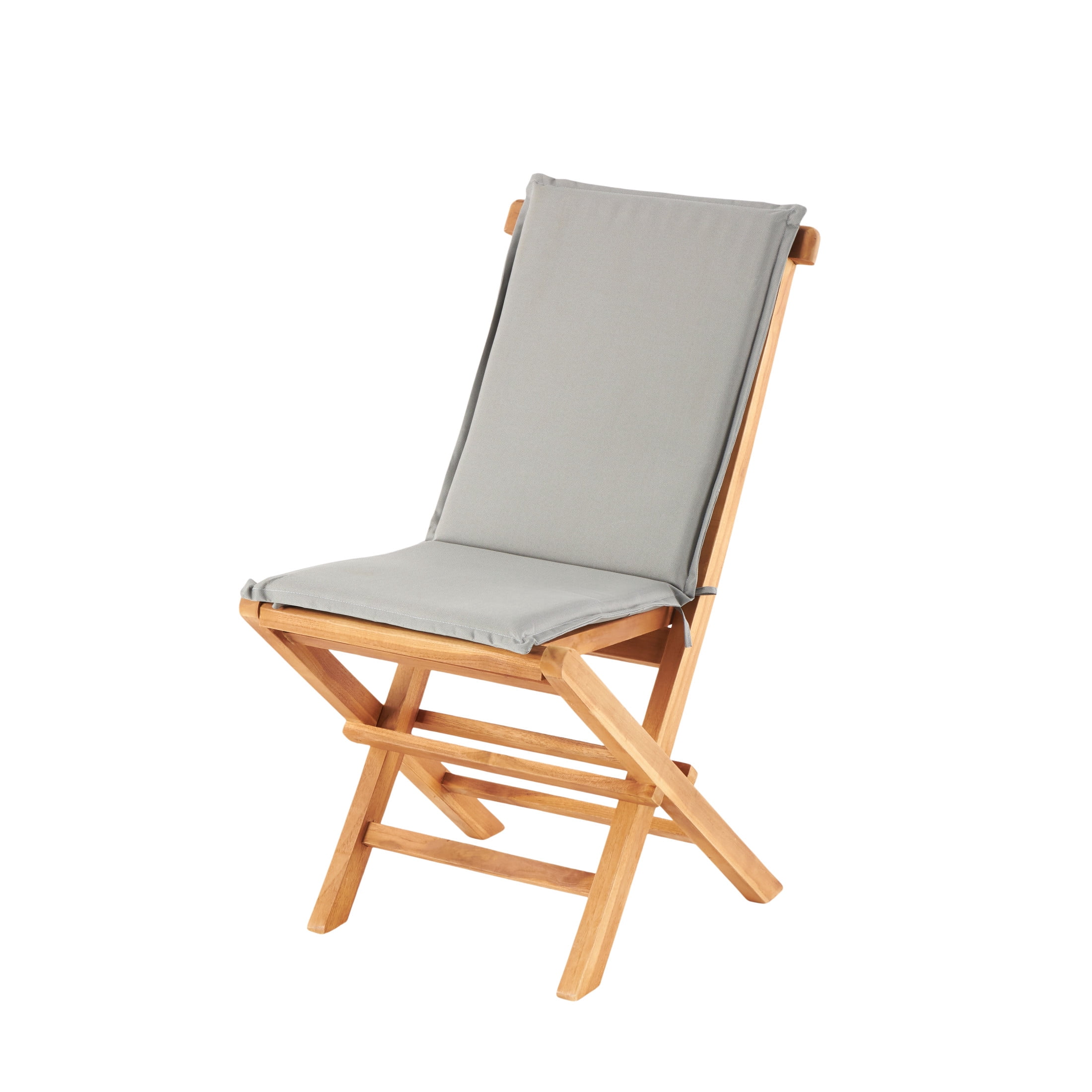 DecMode Folding Outdoor Dining Chair with Cushions - Teak Wood - Set of 2 - Brown