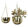 thumbnail image 1 of DecMode Glam Shiny Metal Half Bowl Shape Planter, Set of 2 5", 6"H with Striking Gold Finish, 1 of 13