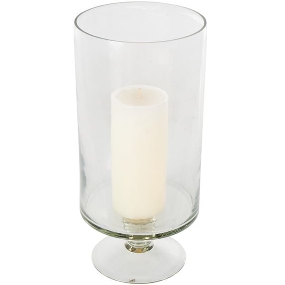 DecMode Glass Candle Holder with Elevated Base