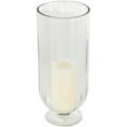 thumbnail image 1 of DecMode Glass Ribbed Fluted Candle Holder with Elevated Base, 1 of 9