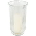 thumbnail image 1 of DecMode Glass Ribbed Fluted Candle Holder, 1 of 9