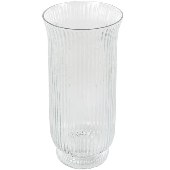 DecMode Glass Ribbed Fluted Candle Holder