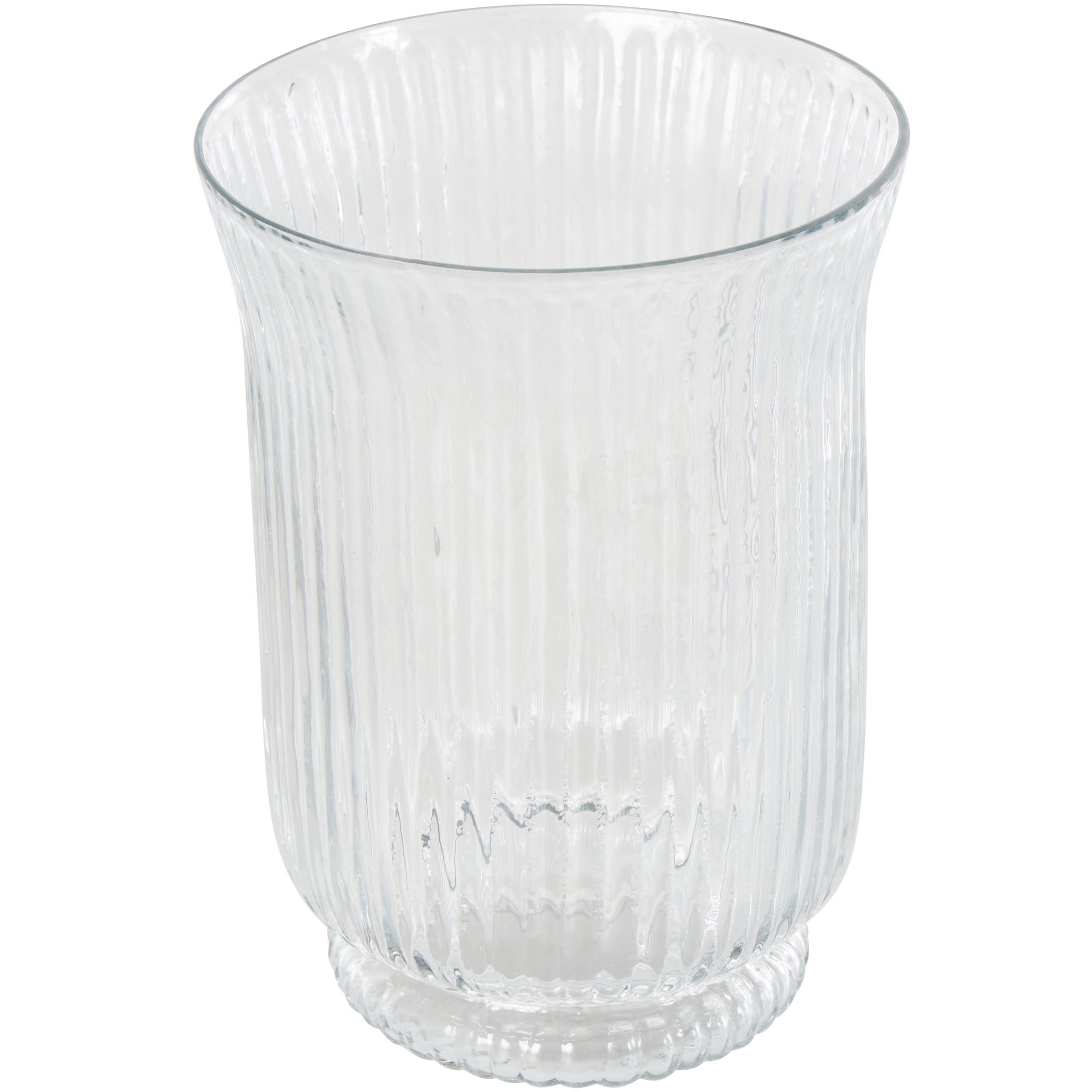 DecMode 8" Ribbed Glass Vase