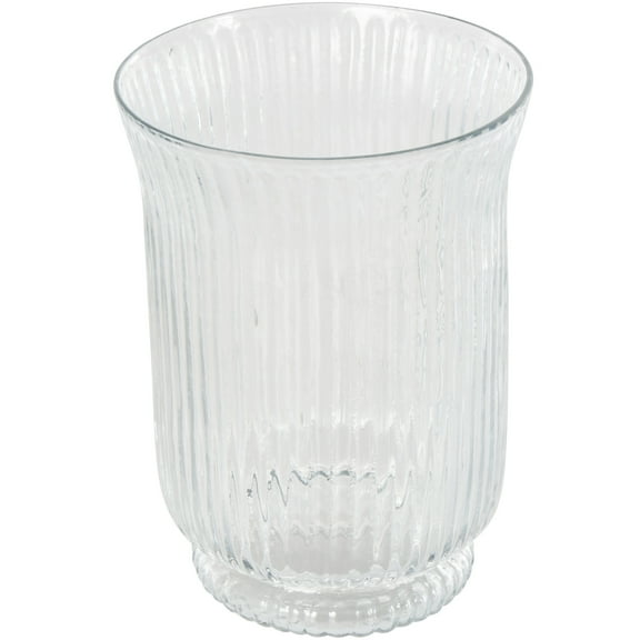 DecMode 8" Ribbed Glass Vase