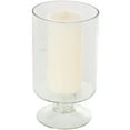 thumbnail image 1 of DecMode Glass Wide Candle Holder with Elevated Base, 1 of 12