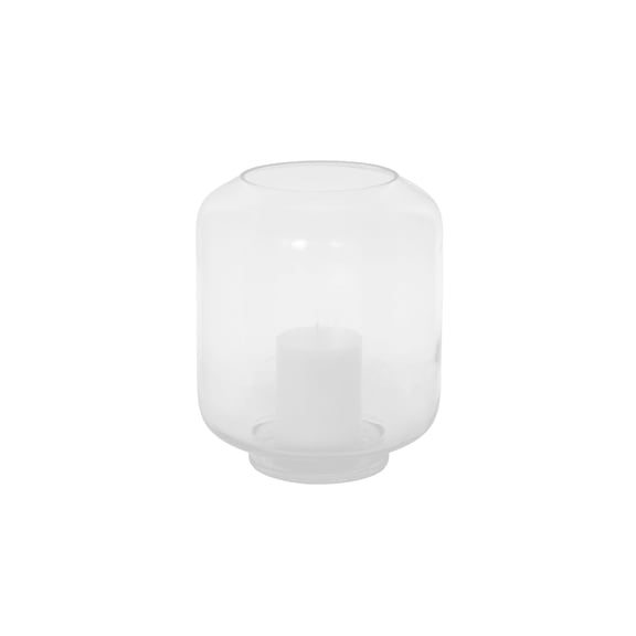 DecMode Glass Wide Hurricane Lamp with Elevated Base