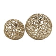 thumbnail image 1 of DecMode Gold 6" Coral Aluminum Metal Orbs & Vase Filler with Open Lattice Work (2 Count), 1 of 9