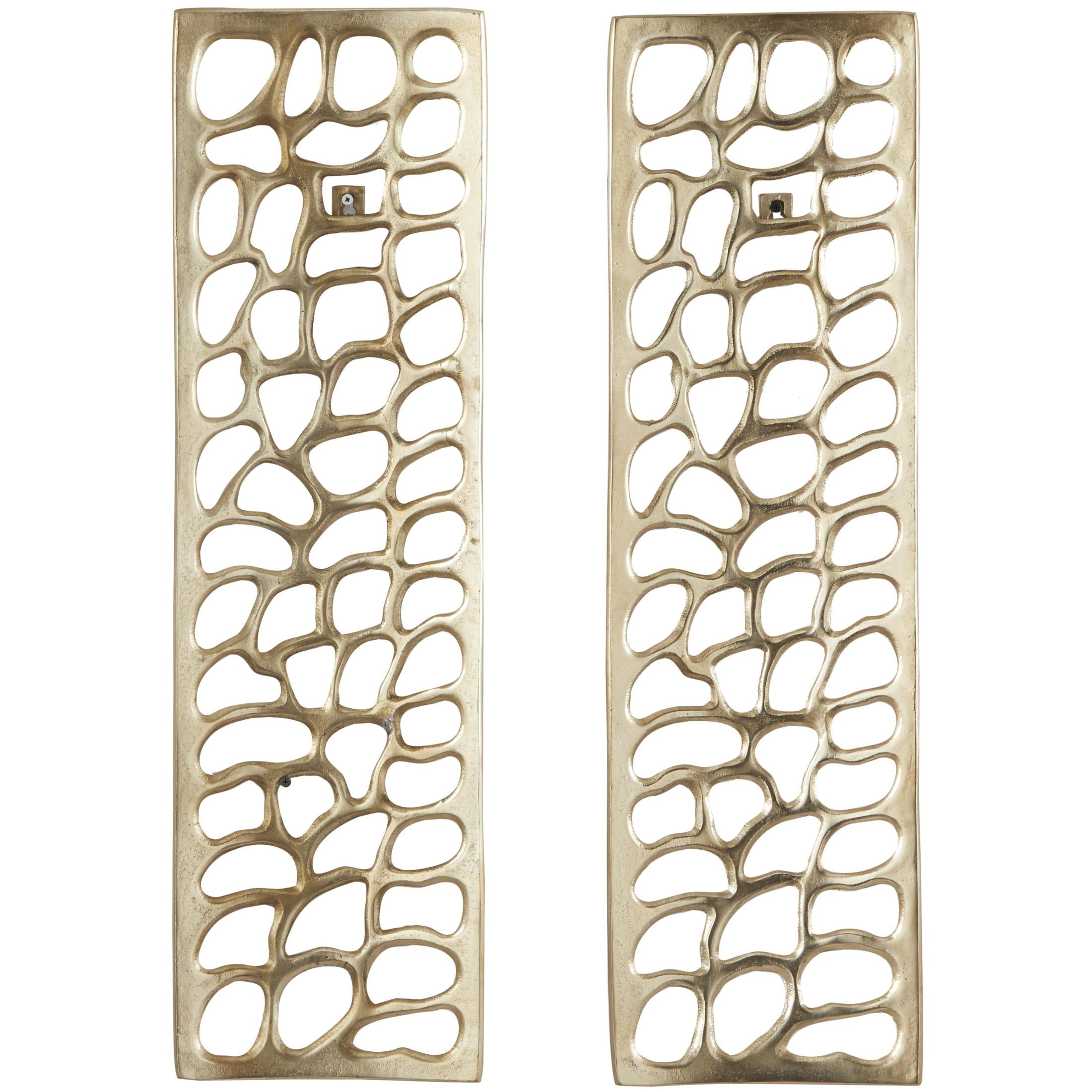 DecMode Gold Aluminum Metal Cutouts Abstract Wall Decor (2 Count)