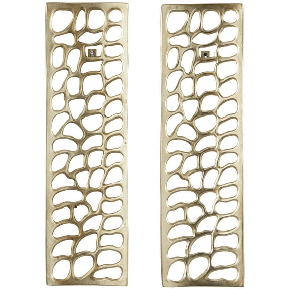 DecMode Gold Aluminum Metal Cutouts Abstract Wall Decor (2 Count)