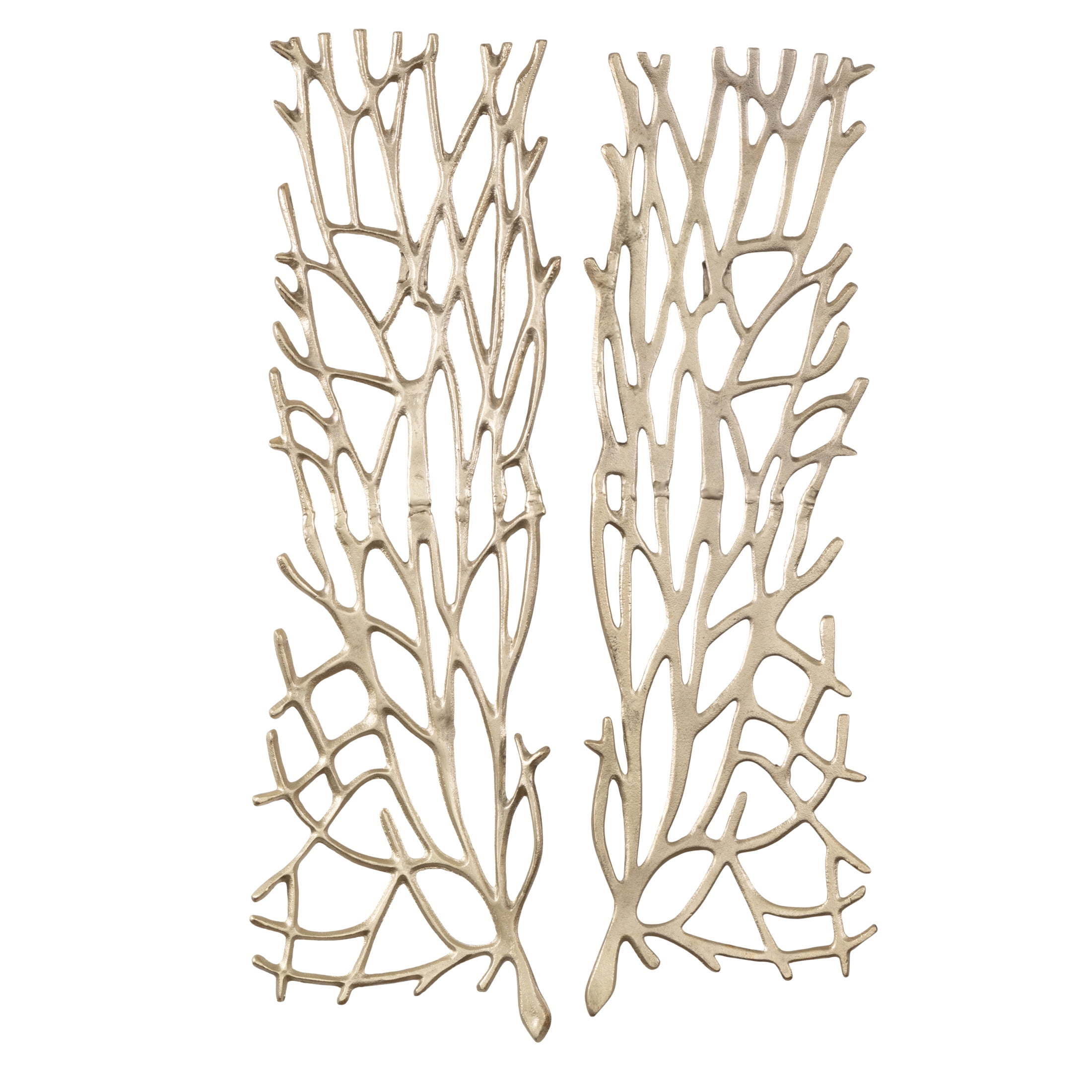 DecMode Gold Aluminum Metal Inspired Coral Wall Decor (2 Count)