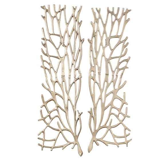 DecMode Gold Aluminum Metal Inspired Coral Wall Decor (2 Count)