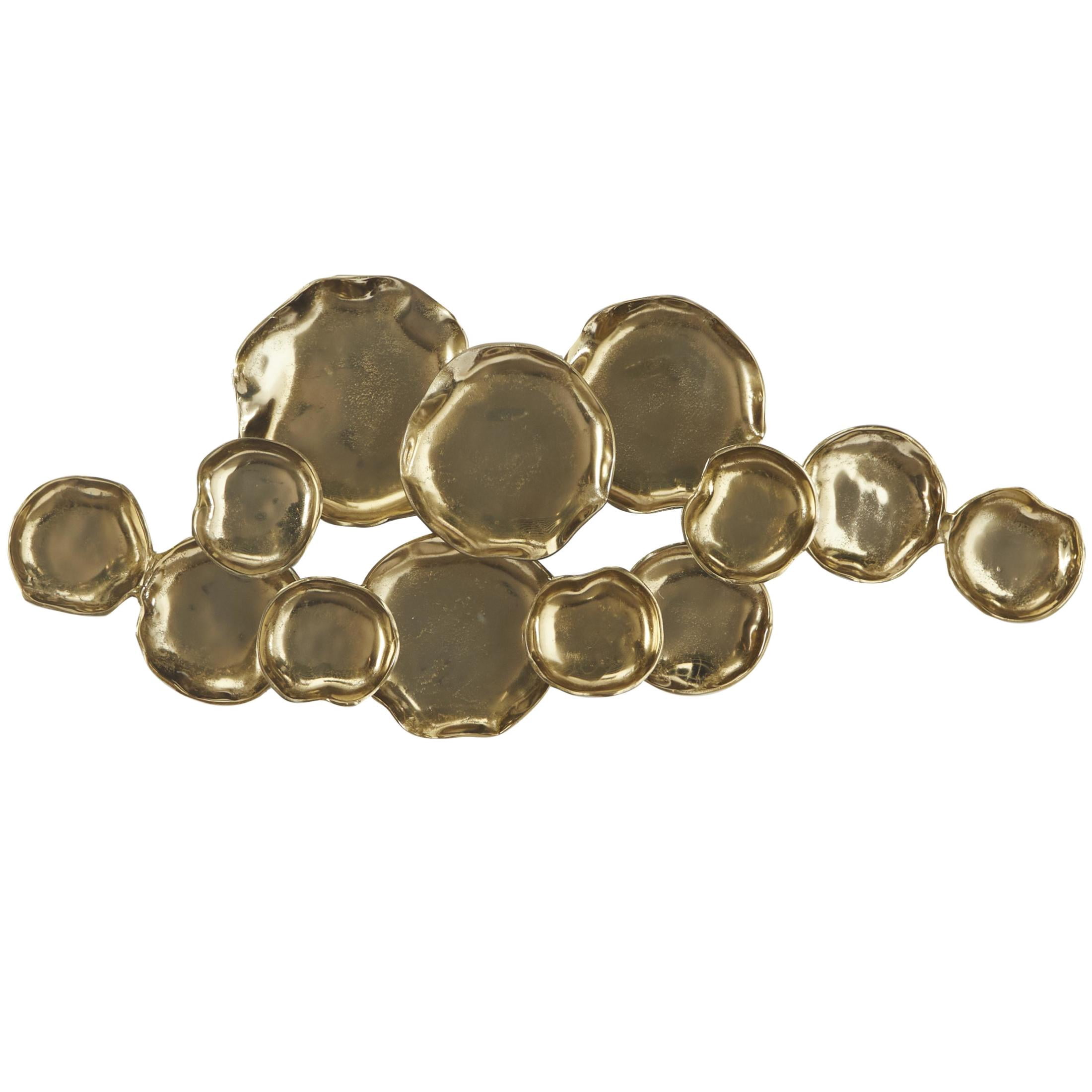 DecMode Gold Aluminum Metal Plate Wall Decor with Uneven Edges