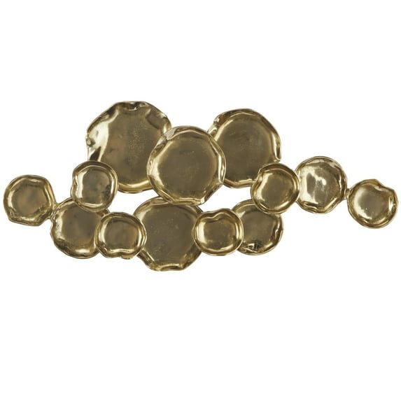 DecMode Gold Aluminum Metal Plate Wall Decor with Uneven Edges