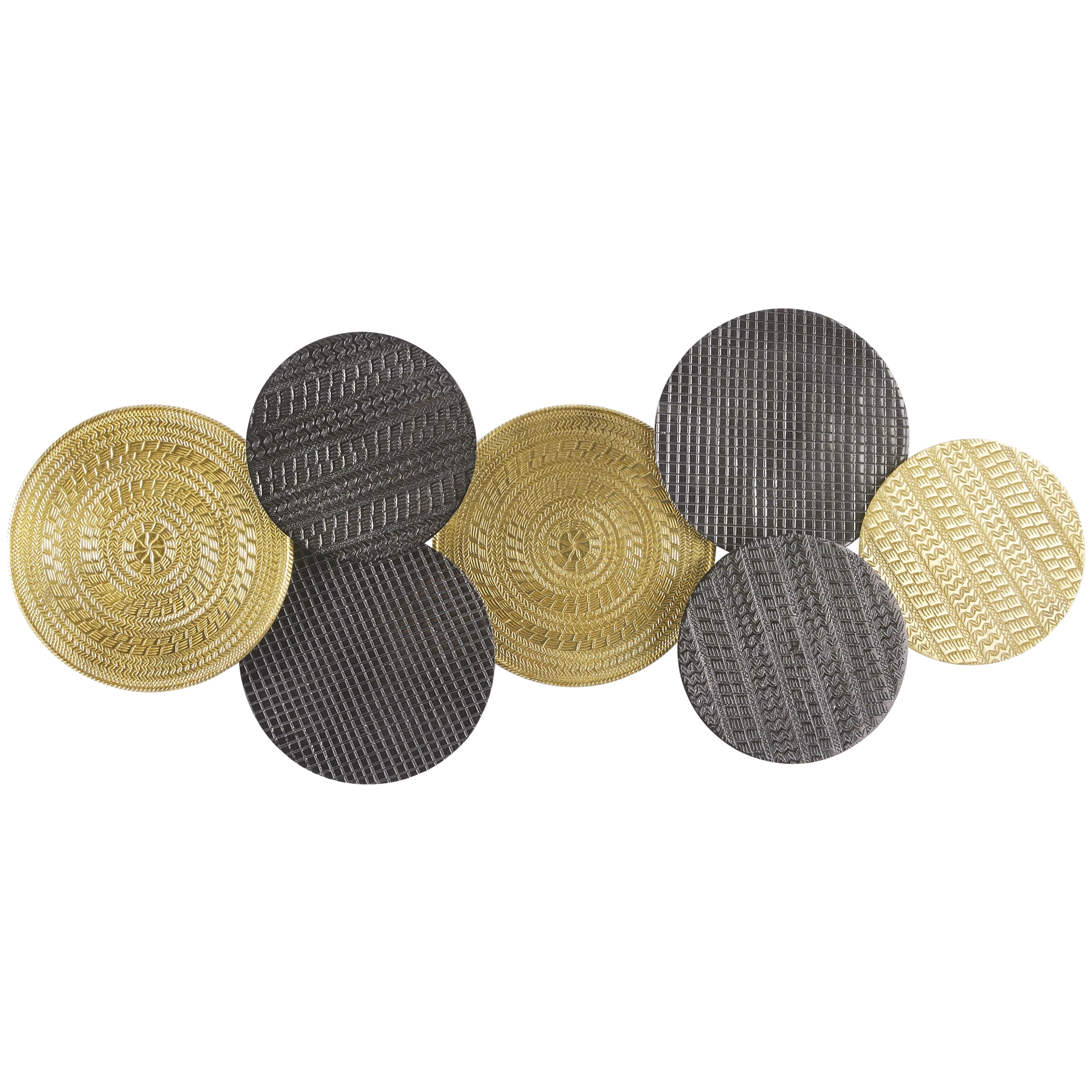 DecMode Gold Aluminum Tribal Plate Wall Decor with Textured Pattern