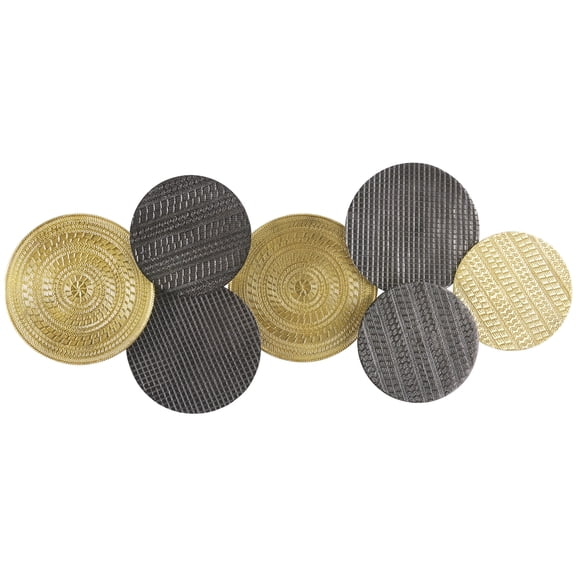 DecMode Gold Aluminum Tribal Plate Wall Decor with Textured Pattern