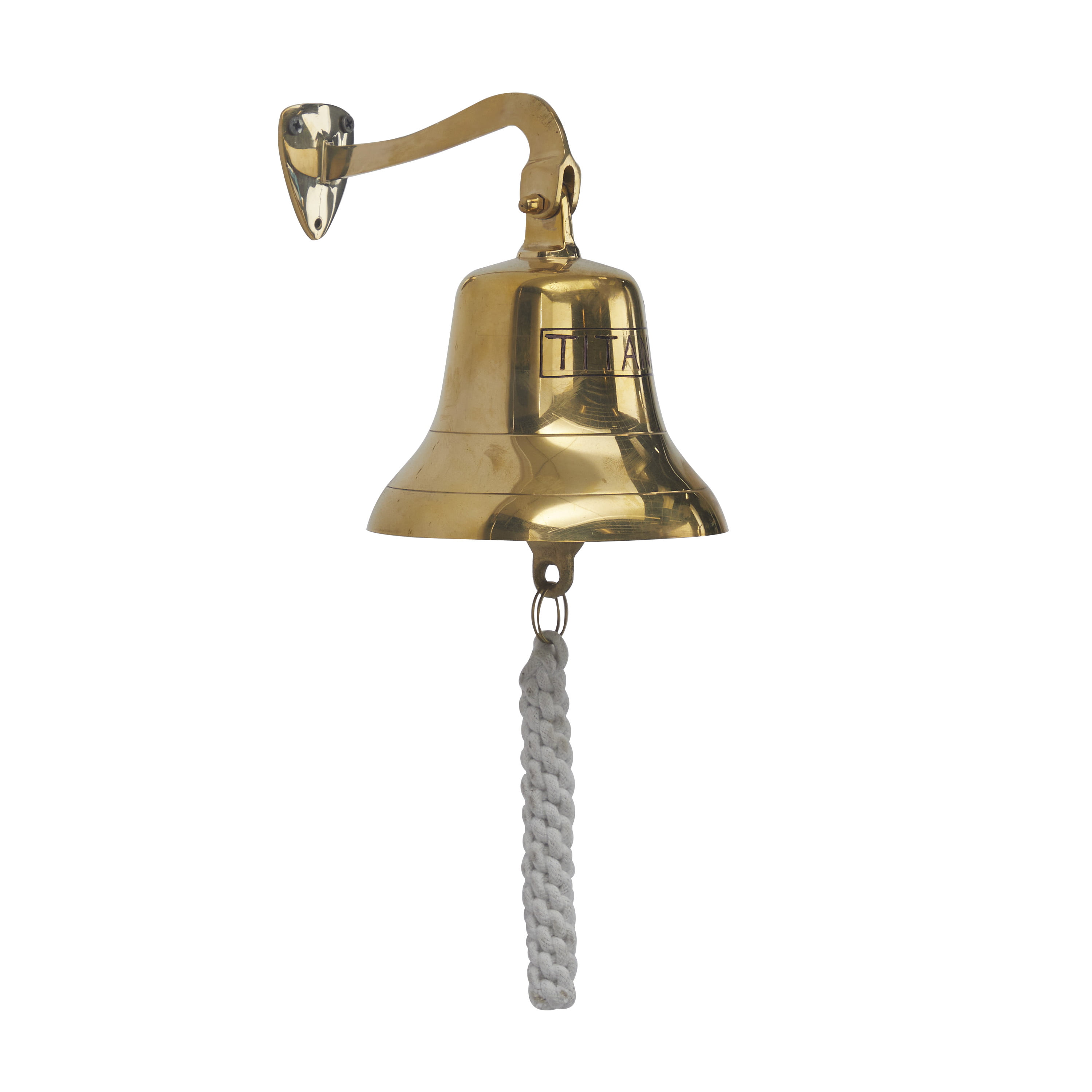 4 Inch Solid Brass Hanging Wall Bell with Rope for Ringing - Fully