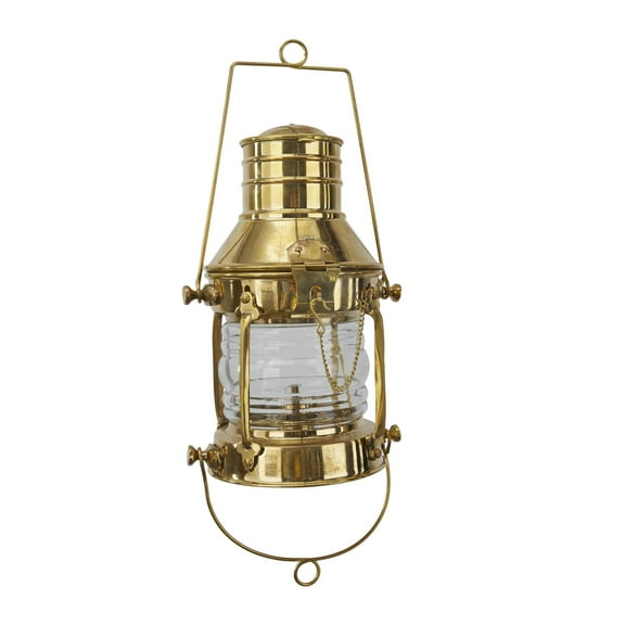 DecMode Gold Brass Metal Decorative Candle Lantern with Handle