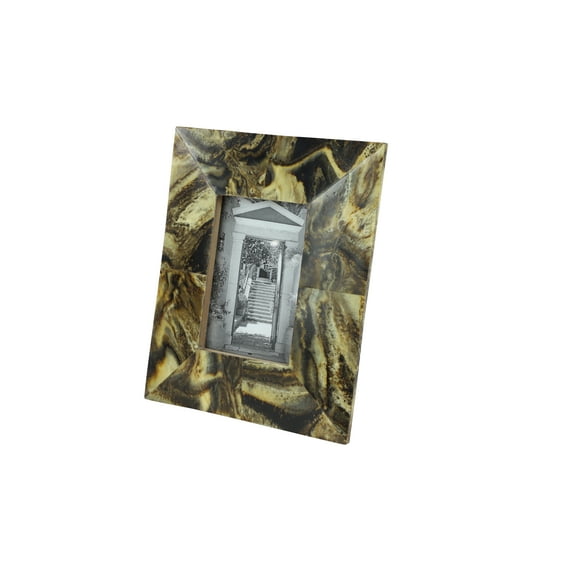 DecMode Gold & Brown Resin Rectangular Picture Frame with Tiger’s Eye Finish, 8.5” x 10.5”