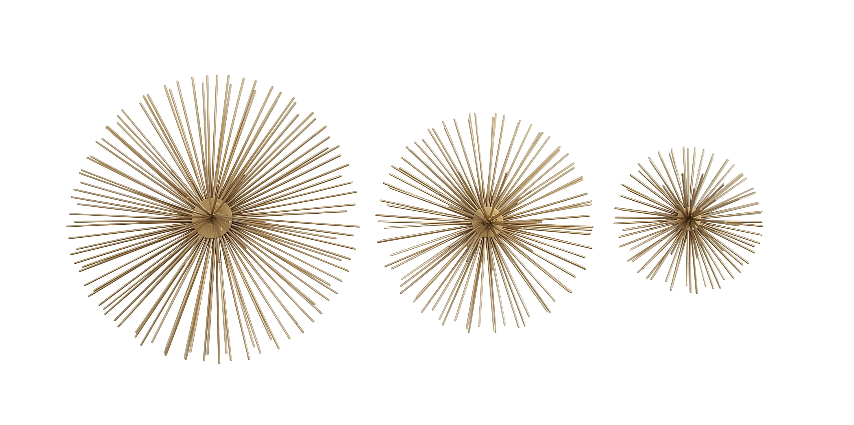 Radiant Gold Metal 3D Starburst Wall Sculpture Set, 6", 9", 12" Width
