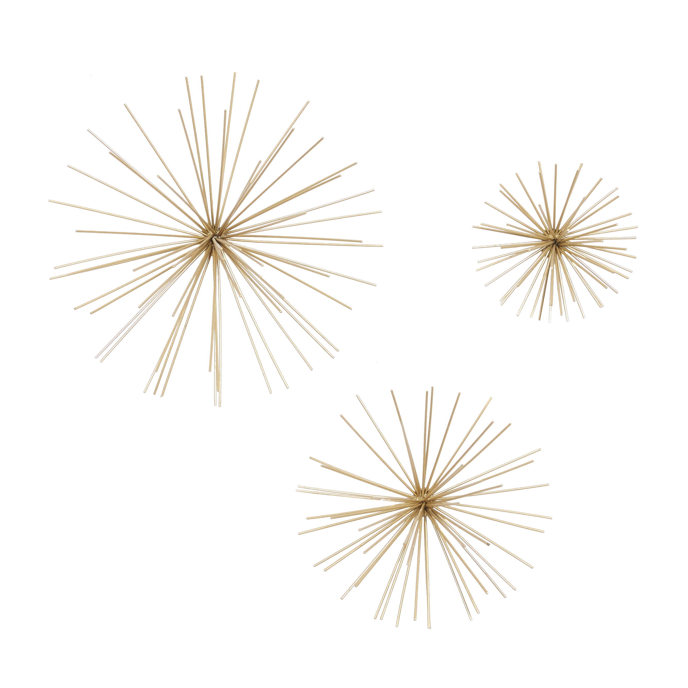 Gold 3D Metal Starburst Wall Sculpture Set of Three