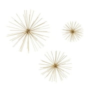 DecMode Gold Metal 3D Starburst Wall Decor (3 Count)