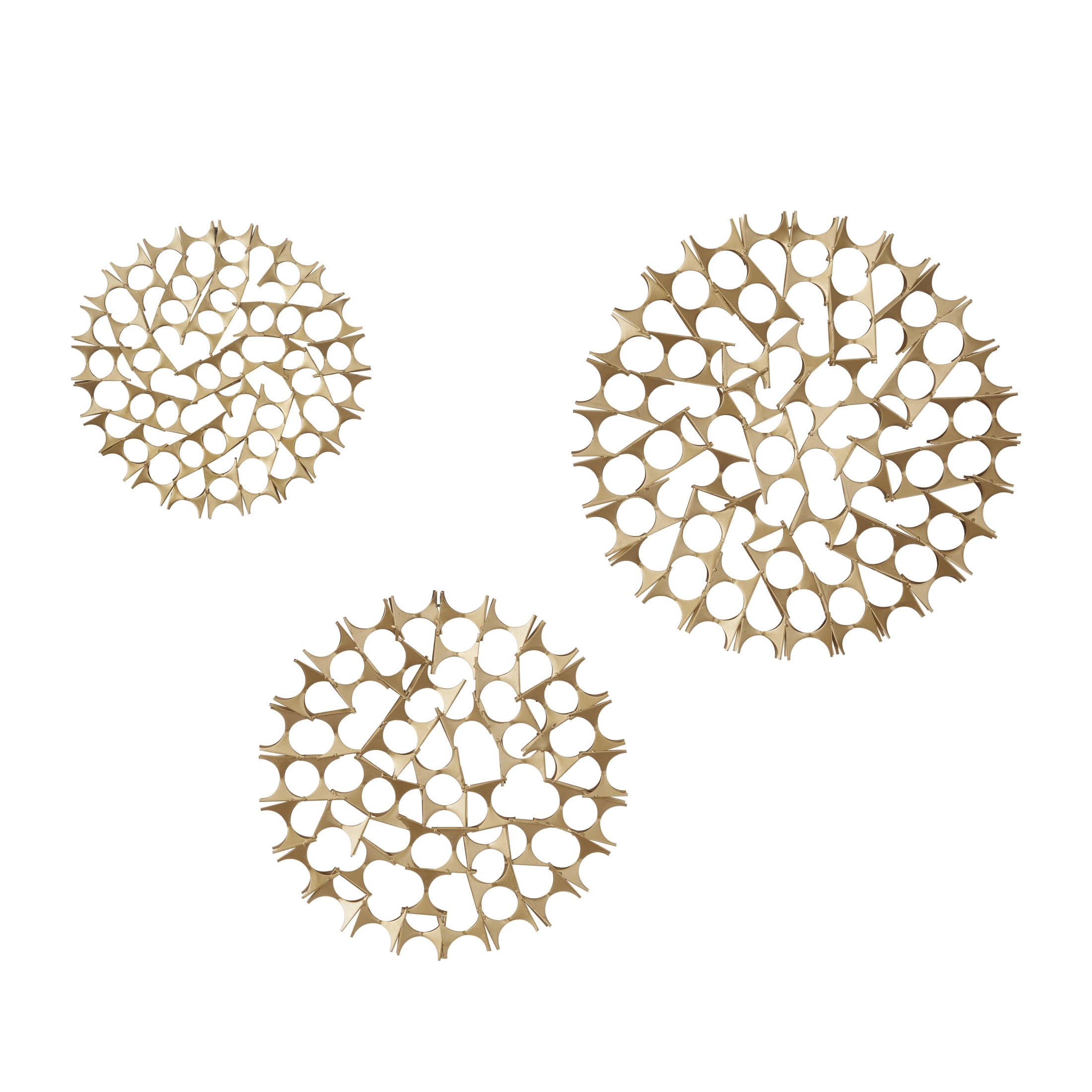 DecMode Gold Metal Abstract Wall Decor with Cutout Design (3 Count)