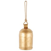 DecMode Large Tibetan Inspired Gold Metal Bell Decorative Bell with Jute Hanging Rope