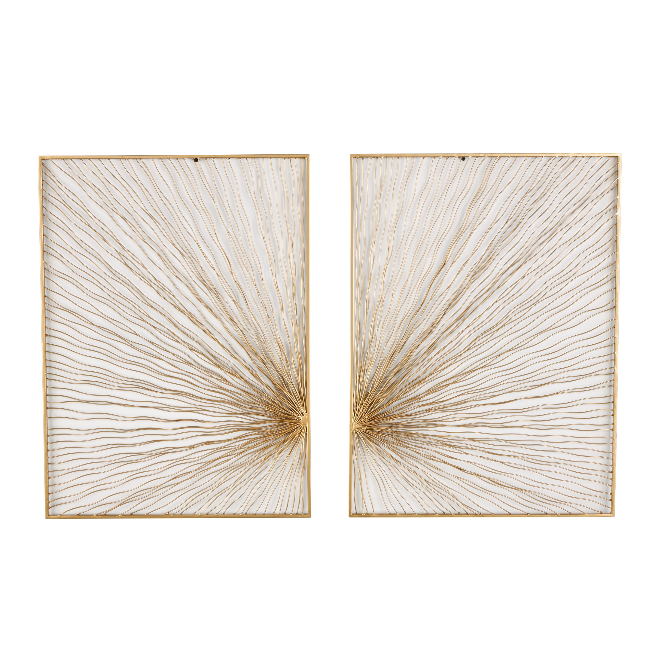 DecMode Gold Metal Coiled Ribbon Sunburst Wall Decor (2 Count ...