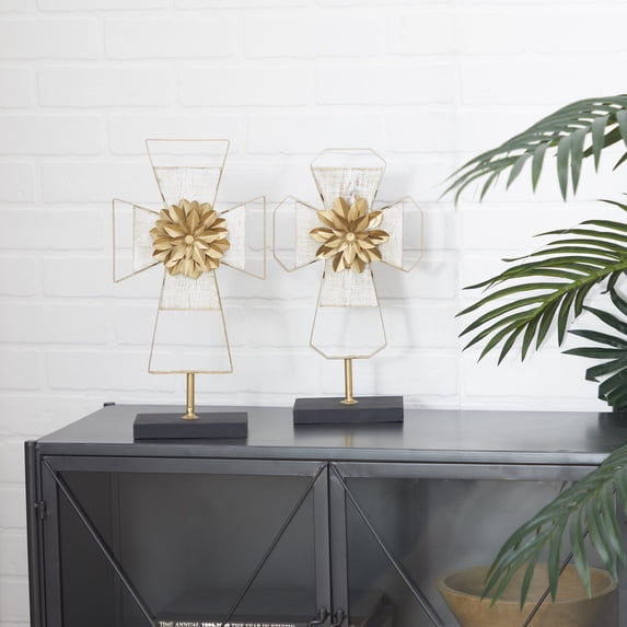 DecMode Gold Metal Contemporary Sculpture, 2 - Pieces