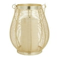 thumbnail image 1 of DecMode Gold Metal Decorative Candle Lantern with Thin Metal Handle, 1 of 11