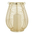 thumbnail image 1 of DecMode Gold Metal Decorative Candle Lantern with Thin Metal Handle, 1 of 10