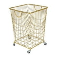 thumbnail image 1 of DecMode Gold Metal Deep Set Metal Mesh Laundry Basket Storage Cart with Wheels and Handles, 1 of 14