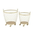 thumbnail image 1 of DecMode Gold Metal Mobile Wire Basket Storage Cart with Wood Interior, 1 of 14