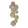 thumbnail image 1 of DecMode Gold Metal Plate Embossed Floral Home Wall Decor with Teal Accents, 19" x 3" x 50", 1 of 12
