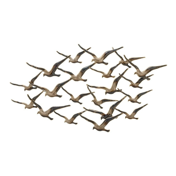 DecMode Bronze Metal Flying Flock Bird Wall Decor