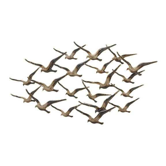 DecMode Bronze Metal Flying Flock Bird Wall Decor