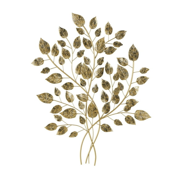 DecMode Gold Metal Large Metallic Leaf Wall Decor