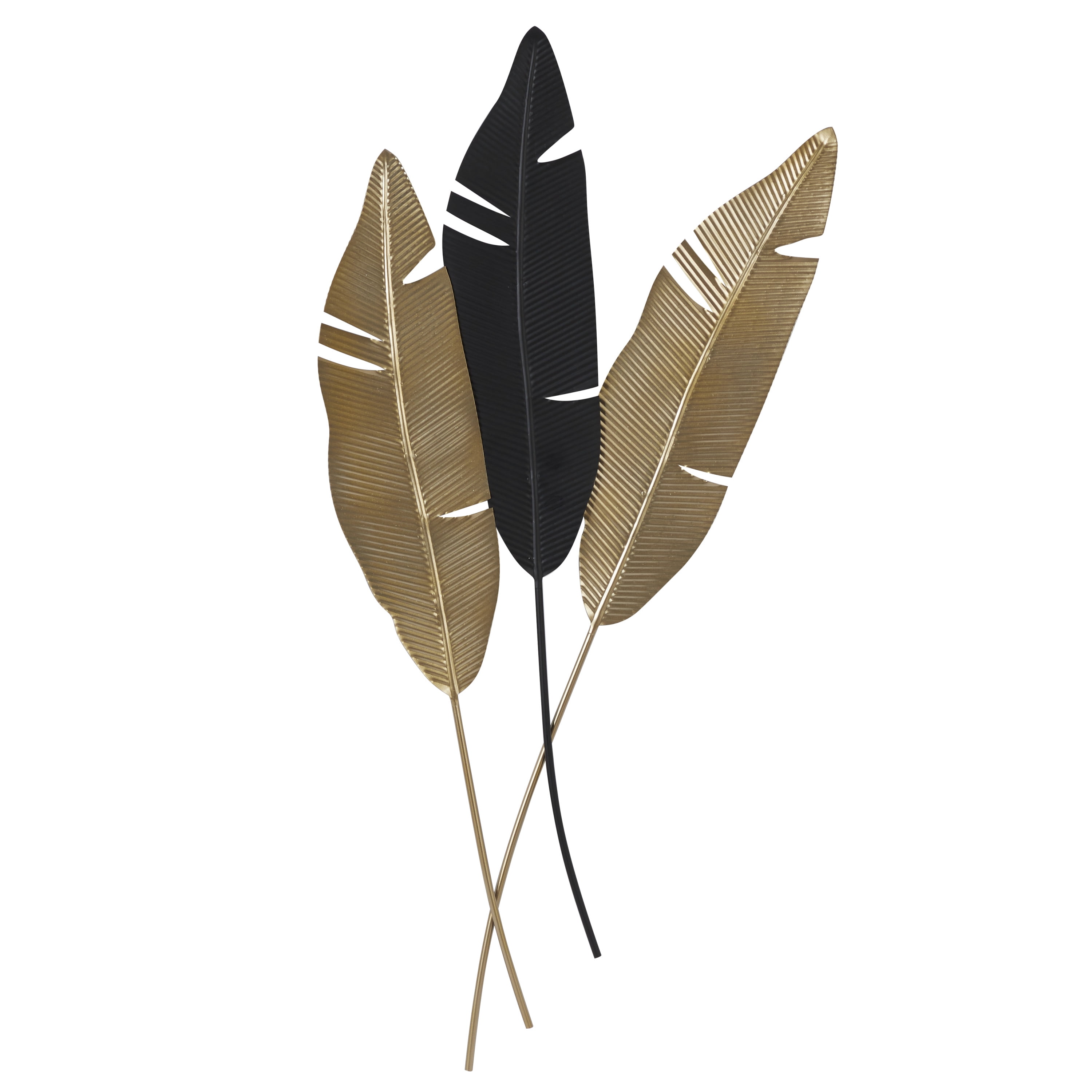 Contemporary Gold and Black Metal Palm Leaf Wall Sculpture