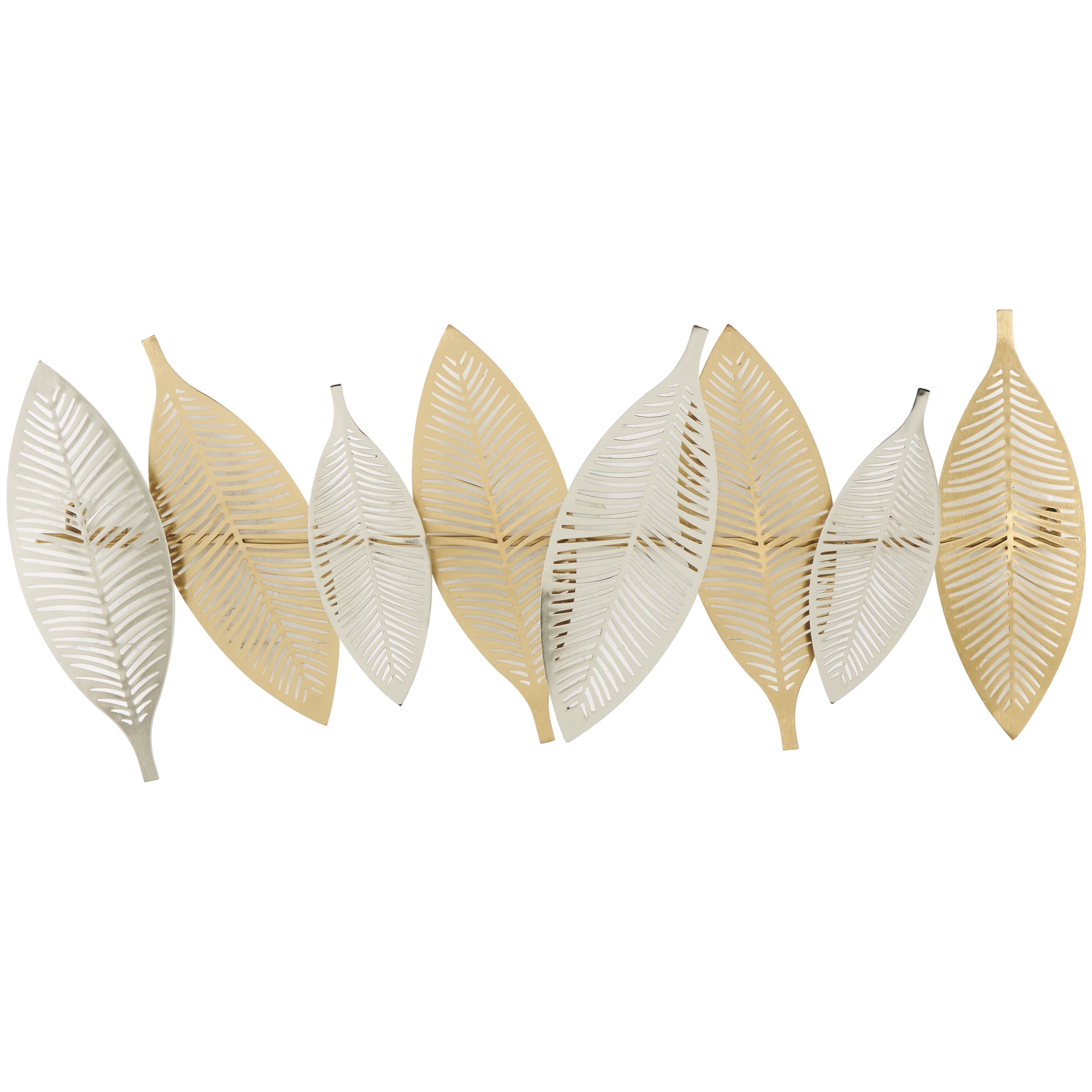 DecMode Gold Metal Metallic Leaf Wall Decor with Silver Accents