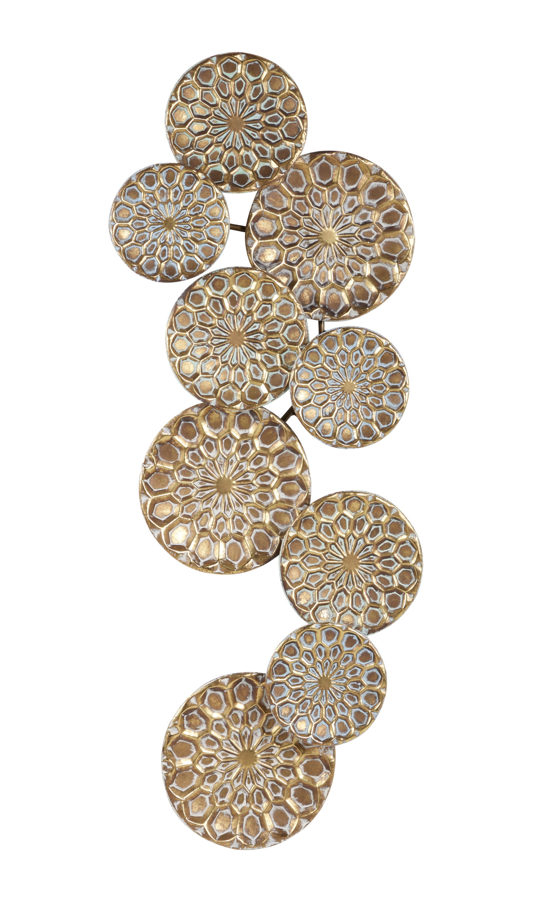 DecMode Gold Metal Plate Wall Decor with Embossed Design