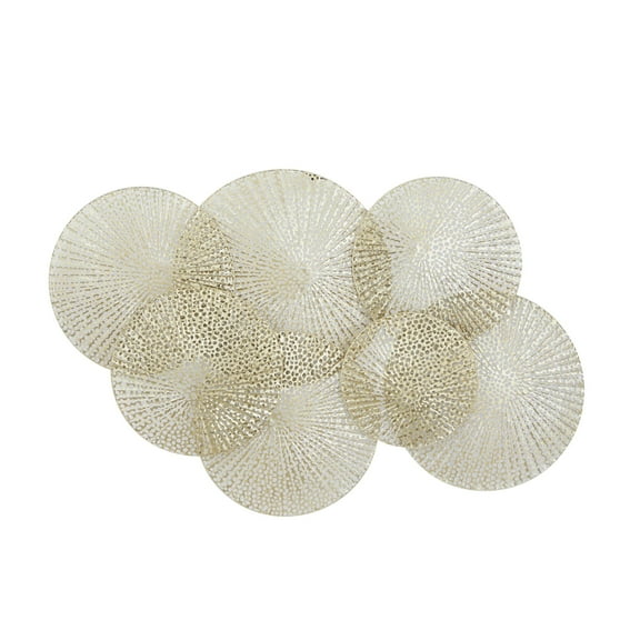 DecMode Gold Metal Plate Wall Decor with Perforated Design