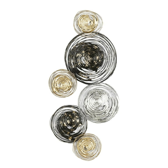 DecMode Gold Metal Plate Wall Decor with Textured Pattern