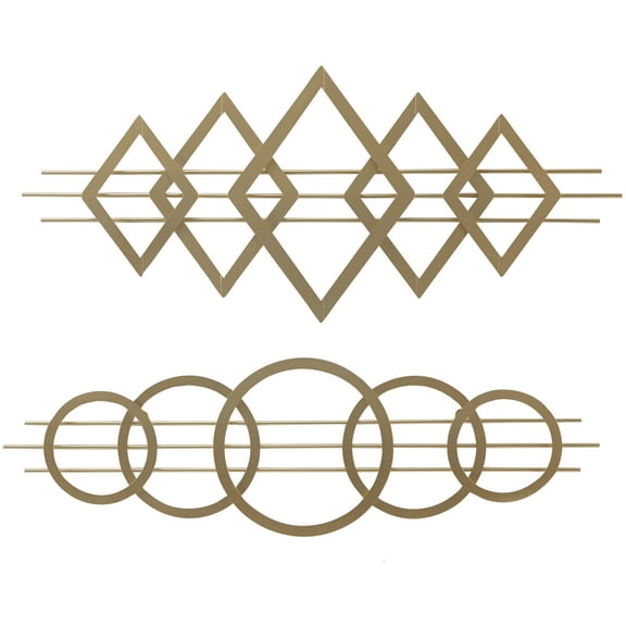 DecMode Gold Metal Triangles and Circles Geometric Wall Decor (2 Count)