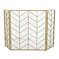 thumbnail image 1 of DecMode Gold Modern Metal Zigzag Pattern Fireplace Screen, 52"W x 31"H, 1 of 12