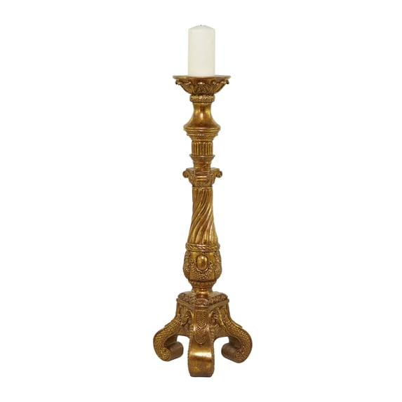 DecMode Gold Polystone Handmade Pillar Candle Holder