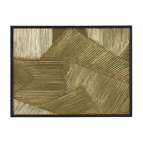 DecMode Gold Wood Carved Radial Geometric Wall Decor with Black Frame