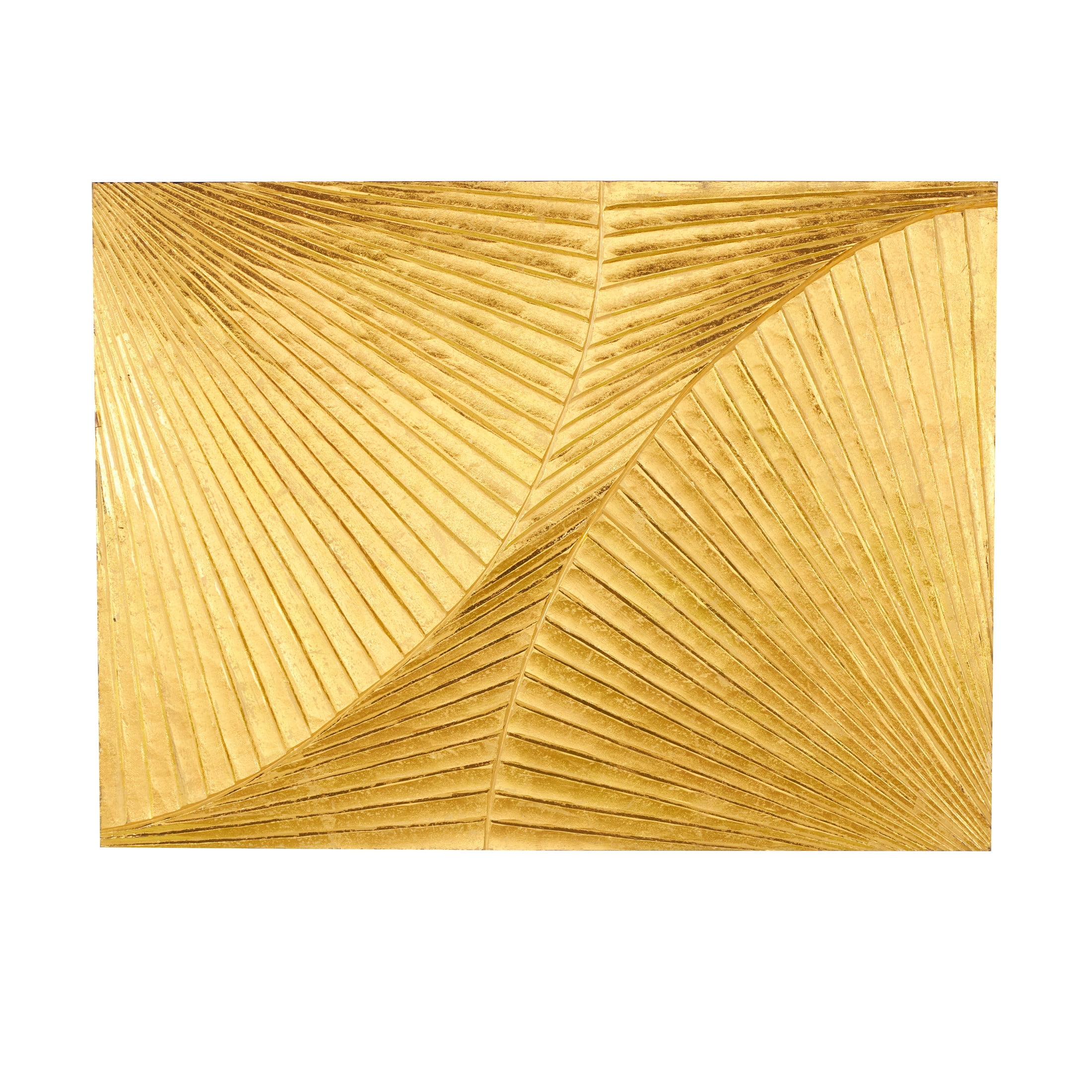 DecMode Gold Wood Carved Radial Geometric Wall Decor