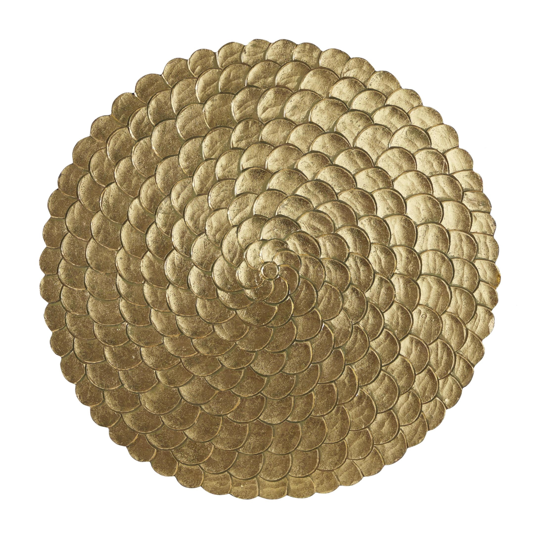 DecMode Gold Wood Carved Radial Plate Wall Decor