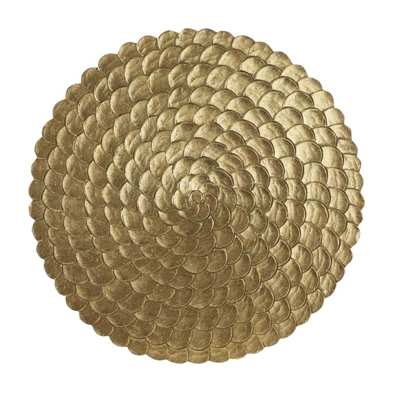 DecMode Gold Wood Carved Radial Plate Wall Decor