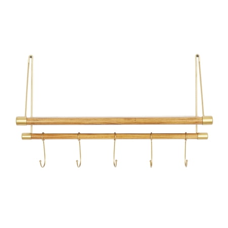 DecMode Gold Wood Contemporary Wall Hook